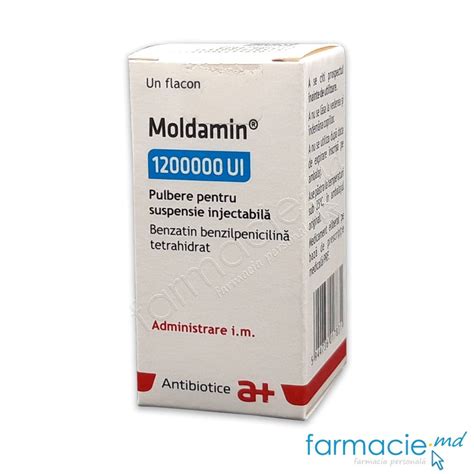 Asistent Medical. January 9, 2016 ·. Cate ceva despre: MOLDAMIN, 1 flacon contine 1.200.000 UI, flacon injectabil. Moldaminul este o forma de penicilina depozit pentru administrare parenterala. Mod de actiune.. 