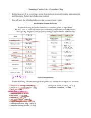 Mole Cookie Project Chemistry Calculations Answers