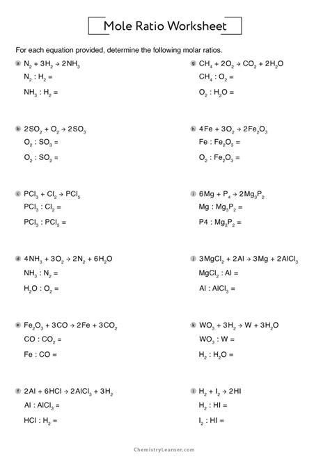 Mole ratio questions and answers. .  ...