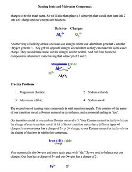 Molecular Compounds Ionic Comparing Lab Answers