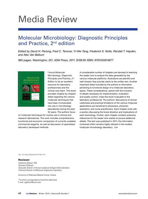 Molecular Microbiology Diagnostic Principles And Practice