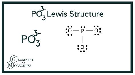 Molecular geometry of po3 3. In the Lewis structure of PO43- there are a total of 32 valence electrons. For the Lewis structure for PO4 3- you should take formal charges into account to find the best Lewis structure for the molecule. Remember, PO4 3- has a negative three charge on the molecule. For the Lewis structure you'll need to have a total charge for the molecule of 3-. 