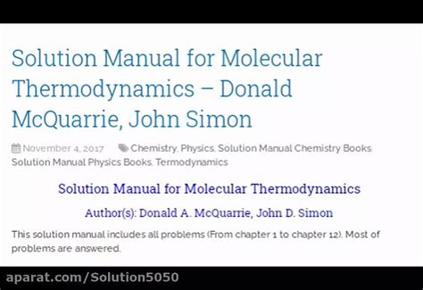 Molecular thermodynamics mcquarrie and simon solutions manual. - St. bernard's-gemeinde zu st. bernard, nebraska, in ihrem engstehen und wachsen von 1878-1903.