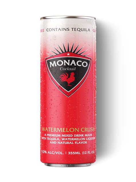 Monaco cocktails. Monaco Blue Crush. Monaco Blue Crush Cocktail is tropical, light, and refreshing! It incorporates a 1/4 shot of vodka, gin, rum, and tequila to capture the perfect mix of spirits and a 9% ABV. Two shots of real spirits in every can! 