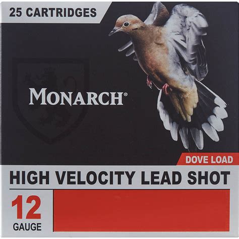 Consistently hit your target with the Monarch High Velocity Waterfowl 12 Gauge Shotshells. These shotshells are designed with a 1-1/8 ounce shot payload, hard uniform steel shot and 1-piece wads to deliver hard-hitting patterns. 3-inch shell length. 1,550 feet per second velocity. . 