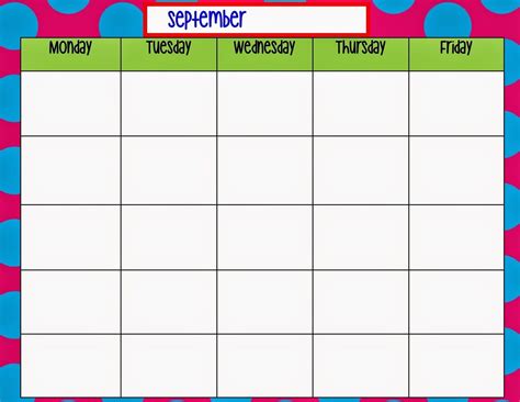 Monday Friday Schedule Template Example Calendar Printable