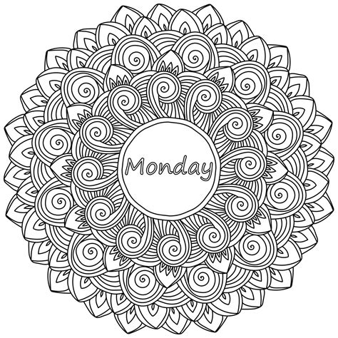 Monday Mandala Coloring Pages