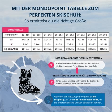 Mondopoints-Größentabelle für Skischuhe Hervis DE