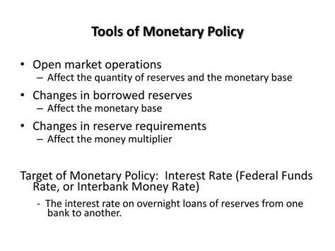 Monetary policy and the Instruments used