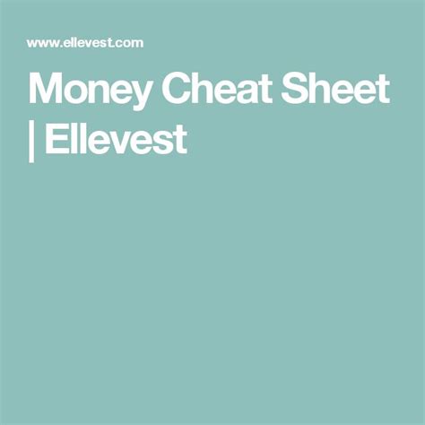 Money Cheat Sheet Ellevest
