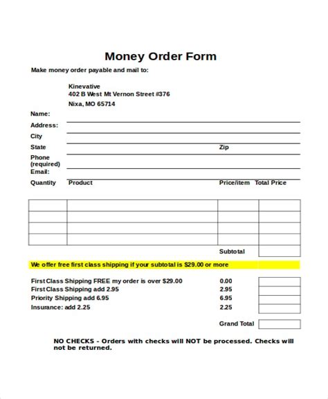 Money Order Forms 8+ Free Word, PDF Format Download Free & Premium Templates
