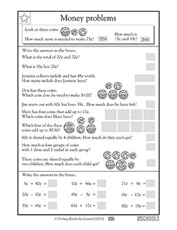 Money Word Problems 3 2nd Grade 3rd Grade Math Worksheet Greatschools