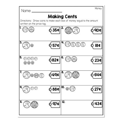 Money Worksheets for Class 2 Maths