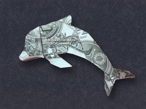 Money origami DOLPHIN folding for Dollar origami FISH TANK 🐬