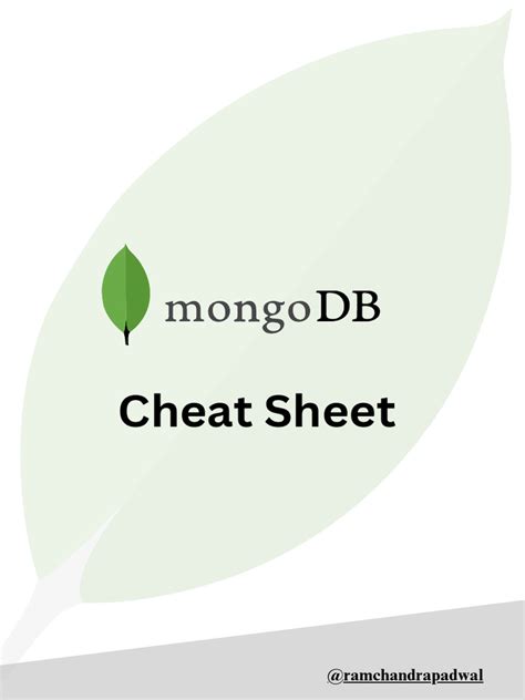 MongoDBCheatSheetv1_0 Mongo Db Database Index