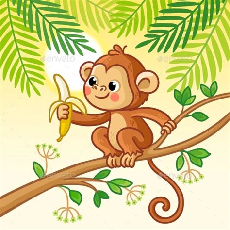 Monkey On A Tree Drawing