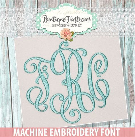 Monogram embroidery font.  Free download available.  This download includes machine em...