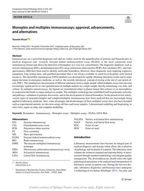 Monoplex and multiplex immunoassays: approval, advancements, …