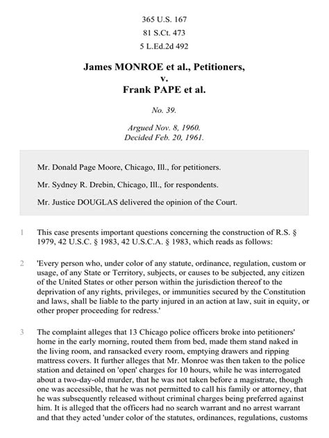 Monroe v Pape 365 U S 167 1961