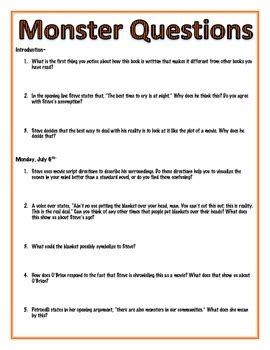 Monster Questions Answer Key