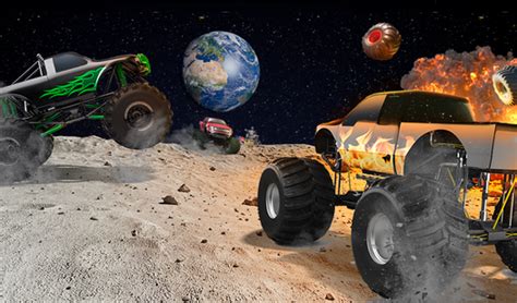 Monster Trucks Moon Crash Test. 