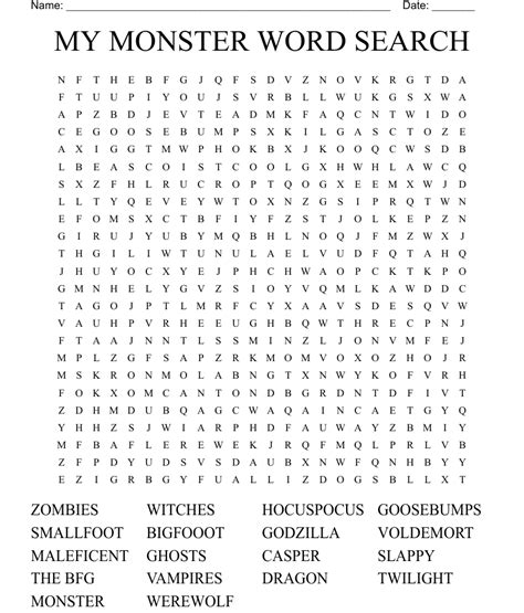 Monster Word Search WordMint