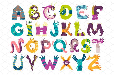 Monster alphabet from A to Z Graphic Objects Creative Market