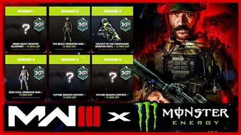 Highlights. Call of Duty: Modern Warfare 3 offers a Monster Energy-themed skin for free to all users. To claim the new Monster Energy skin, players simply have to visit the Activision page, log in .... 