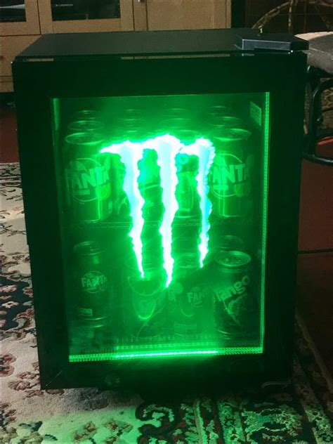 Monster energy fridge. All-Glass Energy Drink Cooler. The first and only all-glass design energy drink fridge that could really reach 2 ~ 8 °C (35 ~ 46 °F) or even -5 ~ 5 °C (23 ~ 41 °F). Full display by 4 sides of transparent glass to maximize your drink display, awesome for new item promotion. 