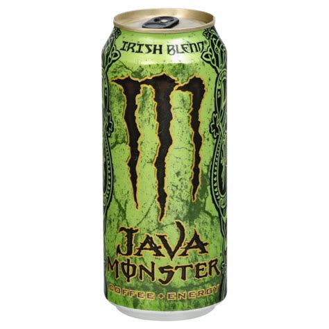 Monster irish blend. BIG BAD BUZZ: With 160mg of Caffeine in a “Monster” 16 ounce can, Monster Energy offers more for less when compared with other 8.3 ounce energy drink.Beverage container material: Metal. STOCK UP WITH A 24 PACK: For those looking for a powerful and edgy energy drink to stay in action, Monster Energy is Available in a convenient pack of 24. 