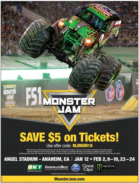  special offers. Monday, April 22 2024. Visit www.MorganMonsterJam.com to receive a special $20 Monster Jam Ticket at participating events. Monday, May 06 2024. Purchase an Original Super Glue product at participating Costello’s Ace Hardware stores for your $10 off ticket coupon! Monday, May 06 2024. Get your buy three get one FREE ticket ... . 