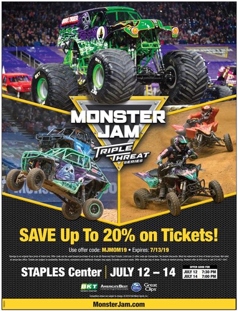 Monster jam promo code ticketmaster 2024. 3 days ago · Top Ticketmaster promo code in May 2024: $155 off. More Ticketmaster coupons: 2 for 1 ticket deals · Up to 50% off select tickets · $26+ offer ... Monster Jam tickets are your access to the ... 