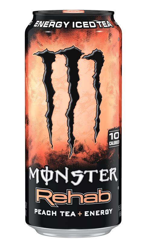 Monster rehab. Monster presents a triple threat that quenches thirst, fires you up, and is the perfect choice after a hard days night. Monster Rehab, Tea + Lemonade, Tea + Peach and Strawberry Lemonade: Re-Fresh, Re-Hydrate, Re-Vive, or in other words, rehabilitate with a killer mix of tea, lemonade, electrolytes, and the great Monster Rehab energy blend. 
