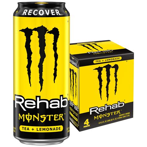 Monster tea lemonade. TEA + ENERGY | Rehab Monster Tea + Lemonade: REFRESH + RECOVER + REVIVE, or in other words, Re-habilitate with a killer mix of tea, lemonade, electrolytes, ... 