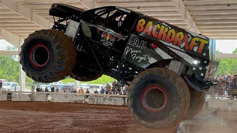 Monster truckz chaos tour. I have no clue if there was a racing final or not.Lineup:Backdraft - Paul BreaudBackdraft - Ty CorneliusInstigator - Billy SollyMuddy Girl - Anne StreatchBla... 