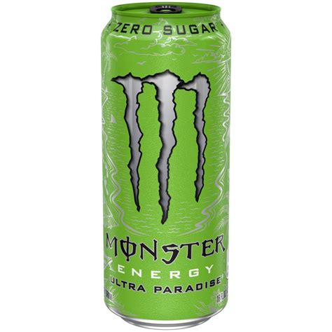 Monster ultra paradise. Product 1: Full flavor, zero sugar: Monster ultra paradise has 10 calories and zero sugar but with all the flavor you’re accustomed to and packed with our sugar-free monster energy blend Product 1: Refreshing taste: Monster ultra paradise delivers invigorating island flavors, with kiwi, lime and a hint of cucumber, and just 140mg of … 