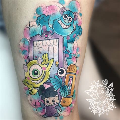 Monsters inc tattoo. With a little lift of the sleeve to show your Disney ink, the argument is won—no words needed. Not included in the gallery are Toy Story tattoos ( click here) or any Monsters Inc. tattoos ( click here ), but you will find tattoos of Nemo, Mickey, and more. For strictly Pixar tattoos, check out this list. These magical Disney movie tattoos ... 