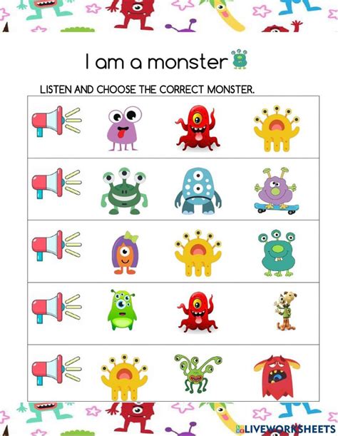 Monsters interactive worksheet