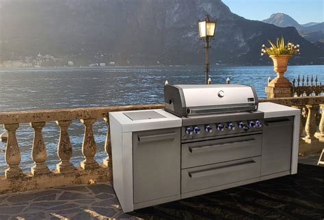 Mont alpi. The Mont Alpi D series stands for deluxe and that is exactly what you get from the MAI805-DFC. This grill combines six burners of standard cooking size along with an extremely useful infrared side burner suitable for searing, pan frying and boiling and an infrared rear burner for the ultimate rotisserie experience. The outdoor rated … 