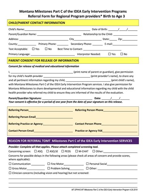 Montana Milestones Part C Referral Form