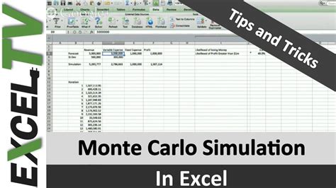 Monte Carlo Simulation Excel With Marketxls Add In Formulae