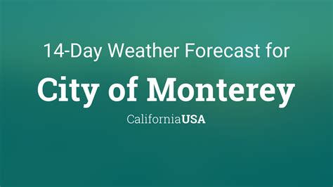 Point Forecast: Monterey CA [ Similar City Names] 36.61°N 121.88°W. Mobile Weather Information | En Español. Last Update: 1:26 am PDT Oct 12, 2023. Forecast Valid: 2am PDT Oct 12, 2023-6pm PDT Oct 18, 2023. Overnight.. 
