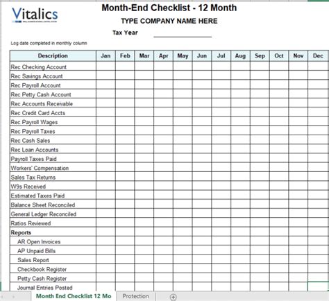 Month End Checklist Template The Month End Checklist Template From