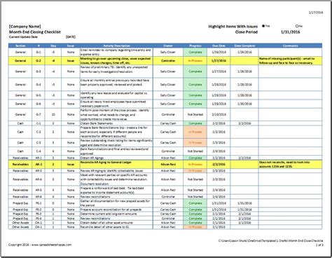 Month End Close Checklist