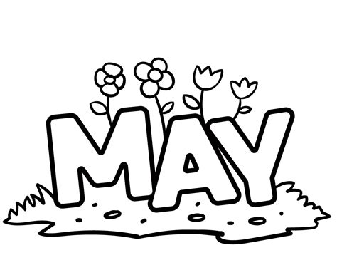 Month Of May Black And White Clipart