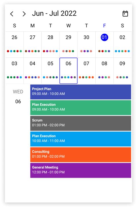 Month View in MAUI Scheduler control Syncfusion