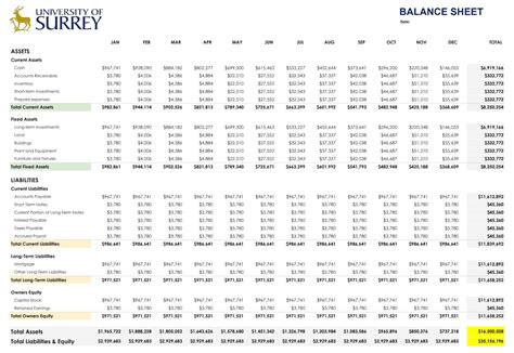 Monthly Balance Sheet Excel Template Balance Sheet Template Balance