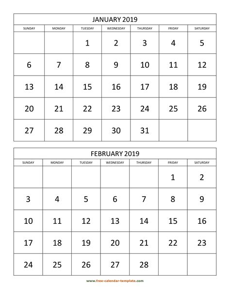 Monthly Calendar 2 Months Per Page