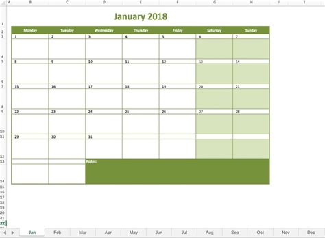 Monthly Calendar Excel Xls Files
