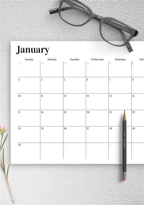 Monthly Calendar Pages Printable